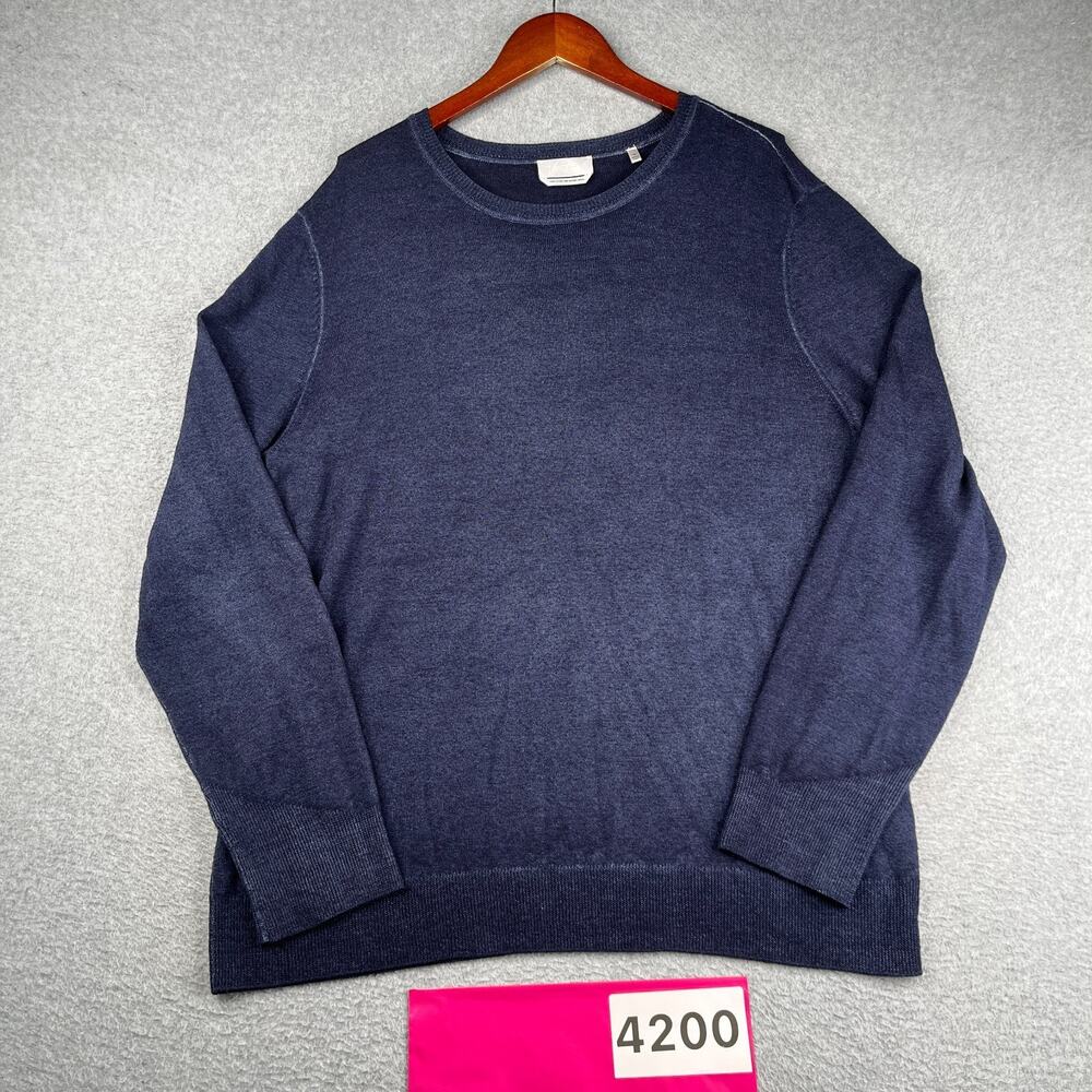 7 For All Mankind Sweater Extra Fine Merino Wool Long Sleeve Knit Navy Blue XL